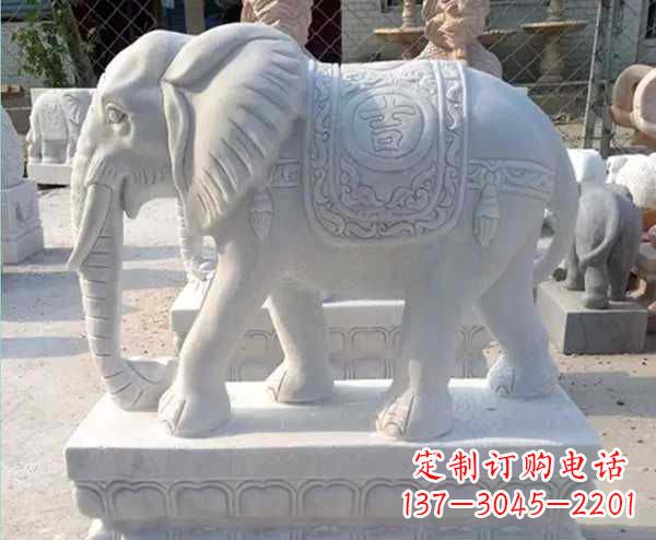 汉白玉吉祥如意招财镇宅大象石雕_1