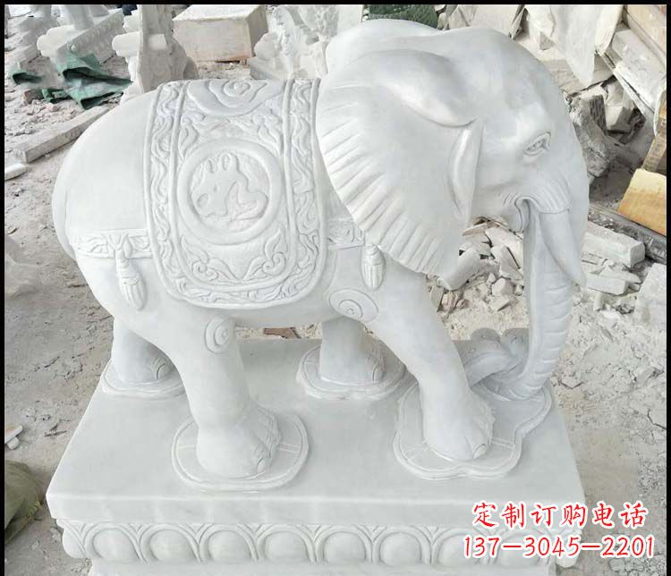 汉白玉吉祥如意门口招财镇宅大象石雕