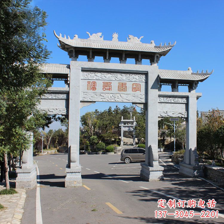 汉白玉景区入库石雕牌坊