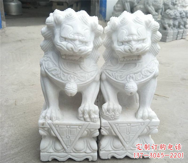 汉白玉酒店吉祥狮子门墩