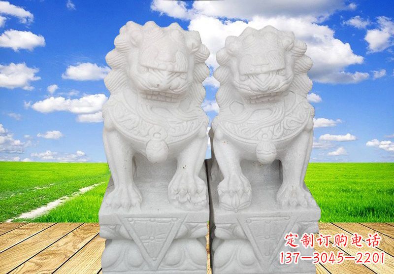 汉白玉看门狮子石雕