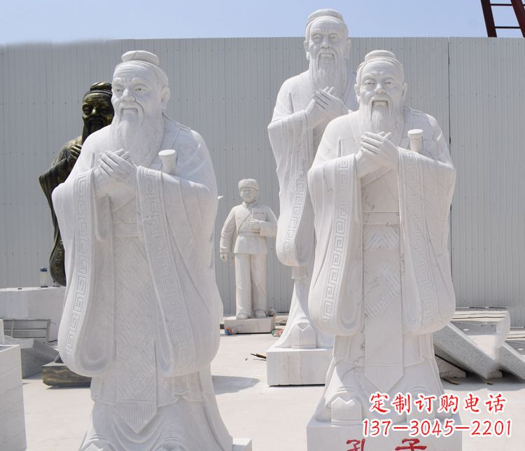 汉白玉孔子校园古代名人石雕 (2)