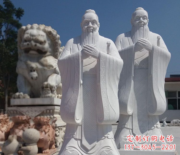 汉白玉孔子校园古代名人石雕_1