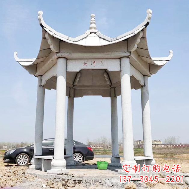 汉白玉六角亭子石雕