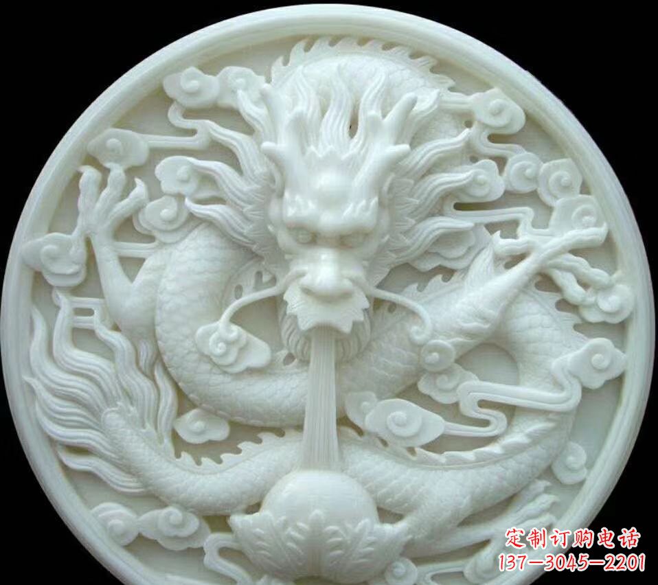 汉白玉龙头雕塑户外摆件