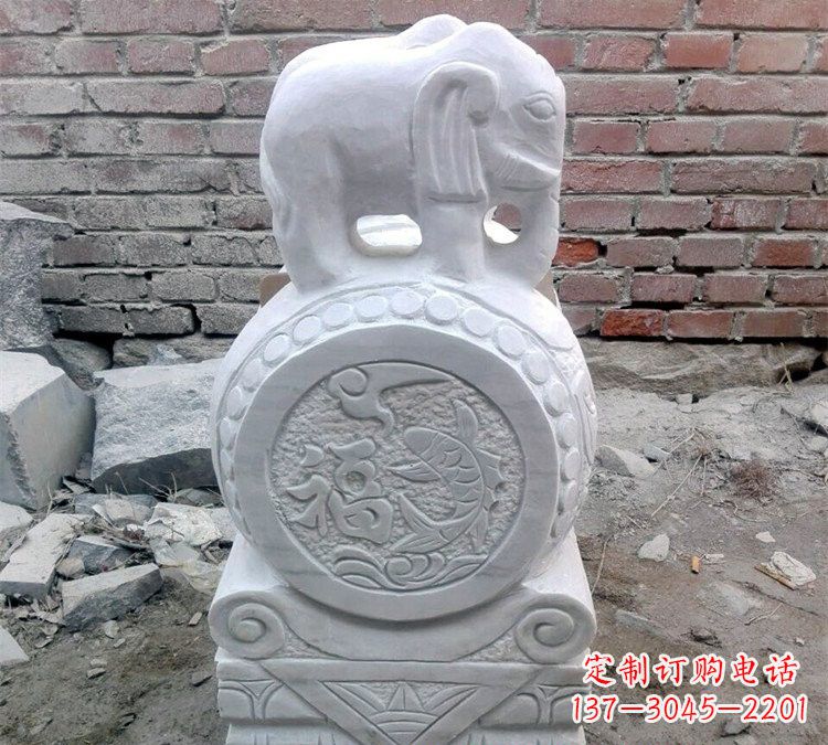 汉白玉门口大象抱鼓石