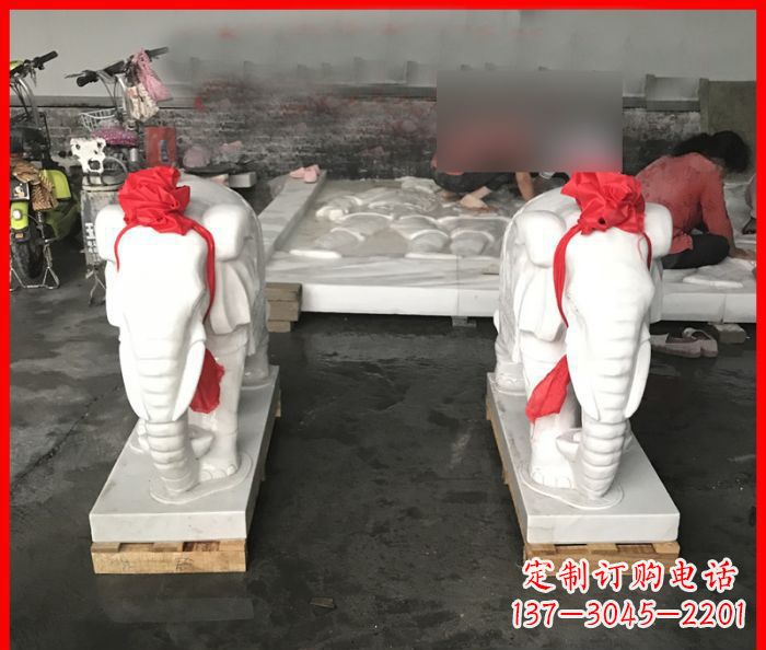 汉白玉雕刻招财小象,让你的家门口更加灵气 汉白玉雕刻招财小象,让你的家门口更加灵气