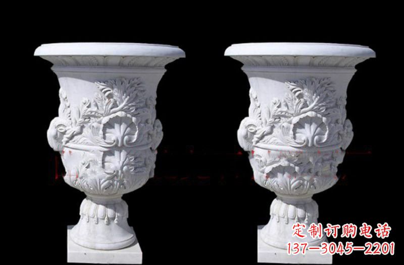 汉白玉欧式花钵雕塑