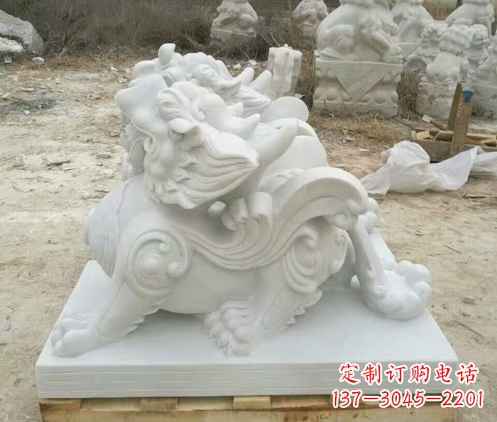 汉白玉貔貅门口招财石雕 (2)