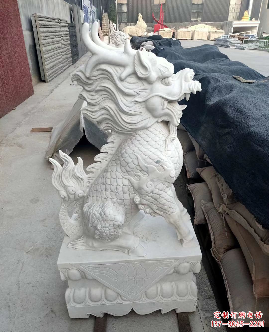 麒麟雕塑 - 汉白玉/麒麟/镇宅/财神/石雕 麒麟雕塑 - 汉白玉/麒麟/镇宅/财神/石雕