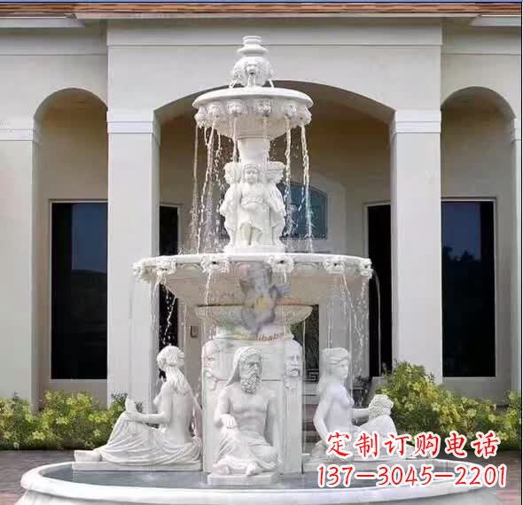 汉白玉人物喷泉雕塑