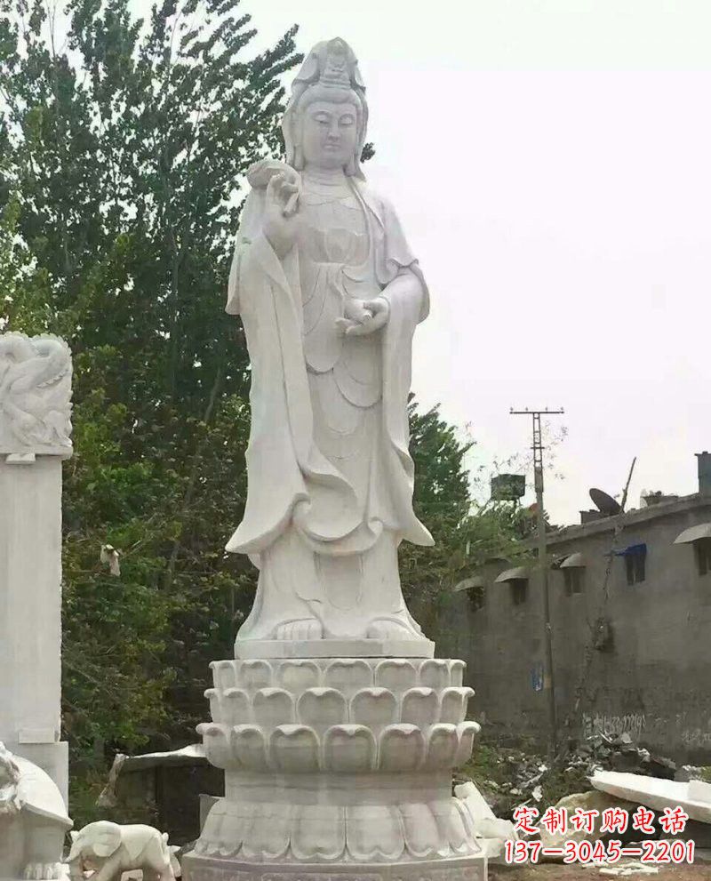 汉白玉洒水观音雕像