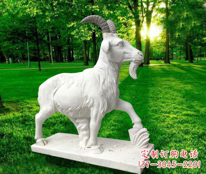 汉白玉雕塑 - 汉白玉/山羊/公园/动物/石雕 汉白玉雕塑 - 汉白玉/山羊/公园/动物/石雕