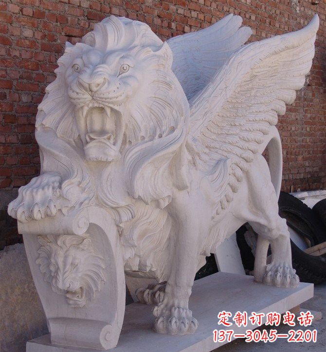 汉白玉圣马可飞狮石雕 汉白玉圣马可飞狮石雕