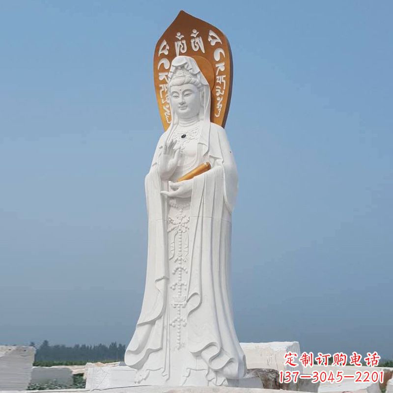 汉白玉石雕观音像