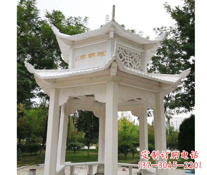 汉白玉双层六角凉亭公园石雕