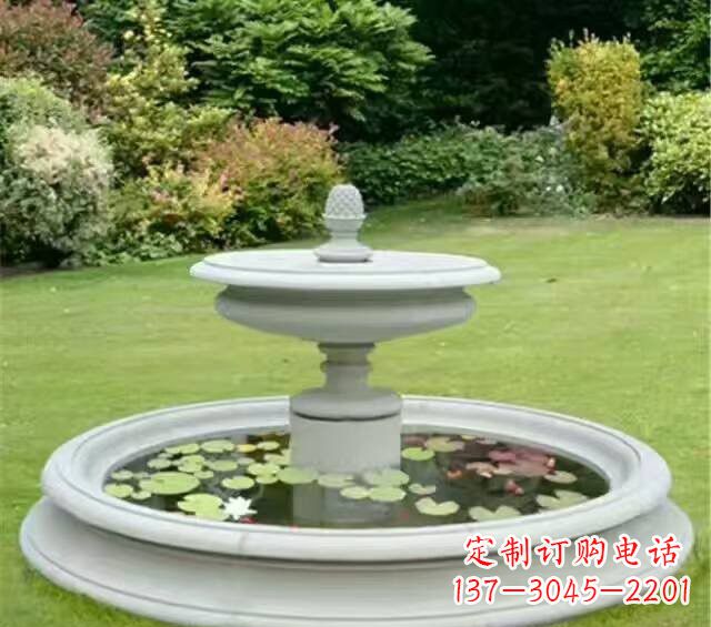 汉白玉双层喷泉雕塑