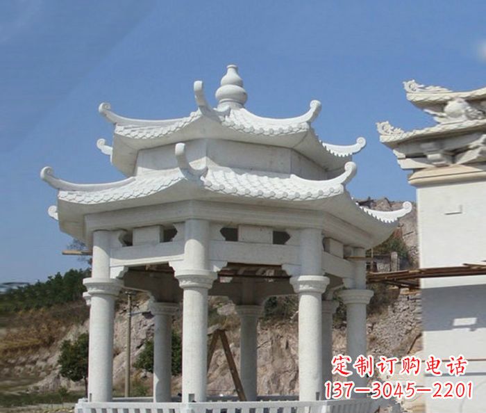 汉白玉双层石雕凉亭
