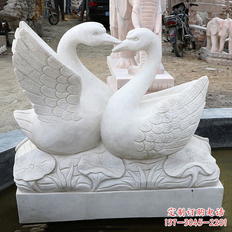 汉白玉天鹅石雕塑