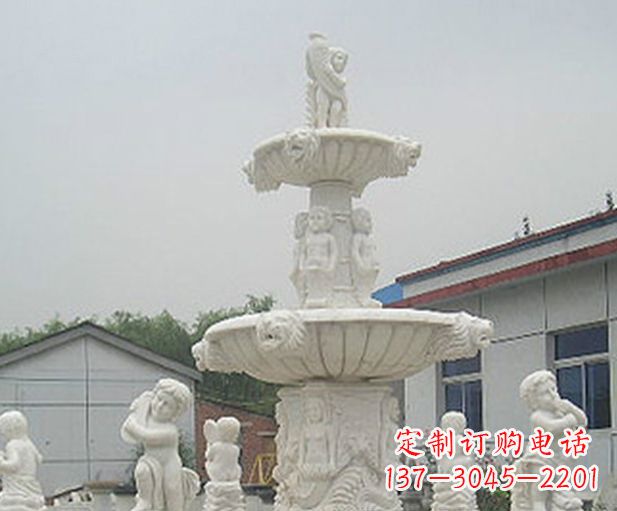 汉白玉天使大型喷泉石雕
