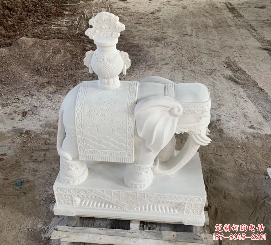 汉白玉驮宝瓶大象石雕
