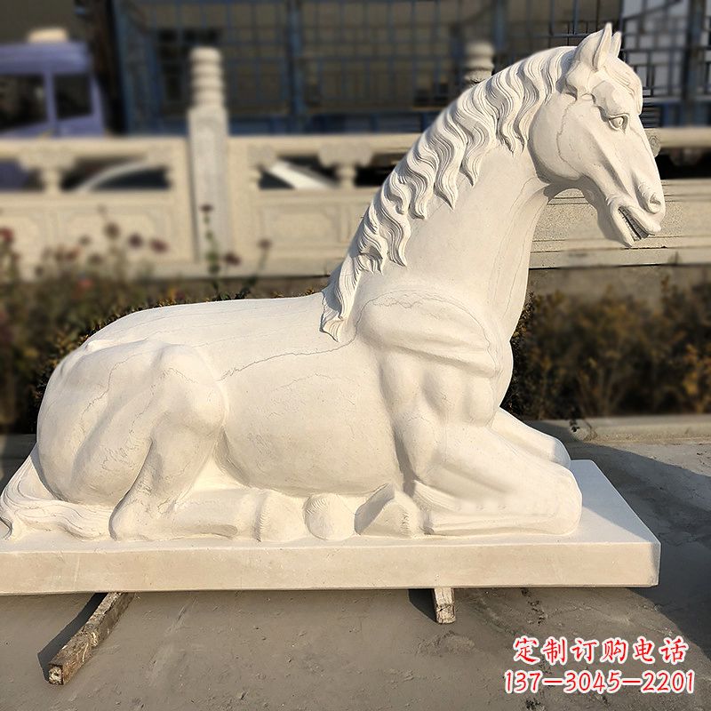 汉白玉卧马雕塑