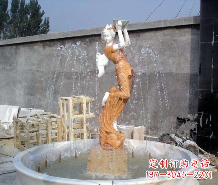 汉白玉西方人物公园石雕喷泉