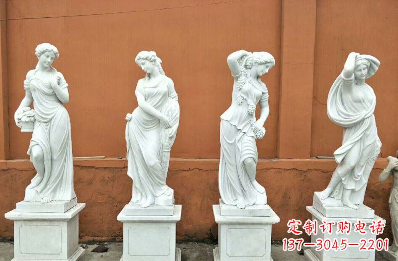 汉白玉西方人物四季神石雕