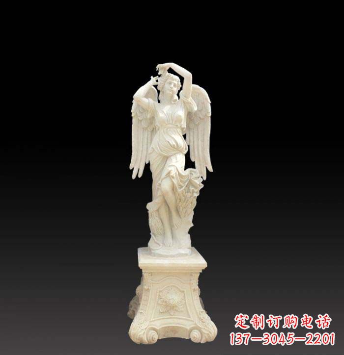 汉白玉西方天使人物摆件石雕
