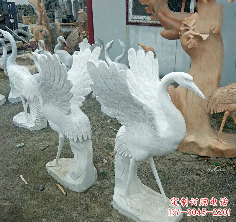 汉白玉仙鹤石雕