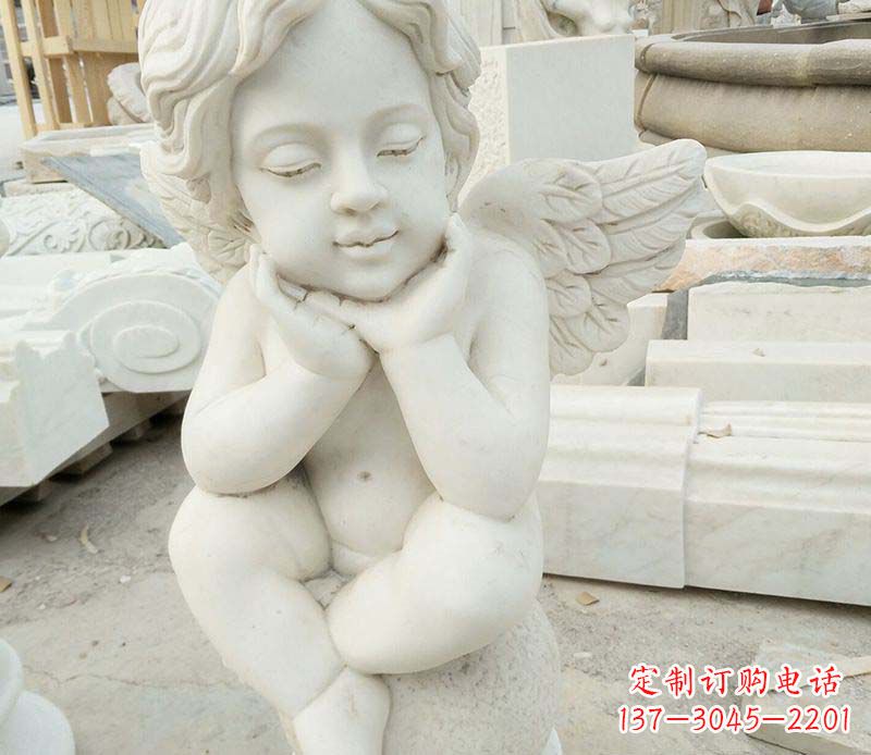 汉白玉小天使西方儿童石雕