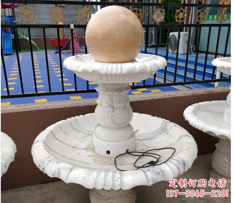 汉白玉小型风水球雕塑