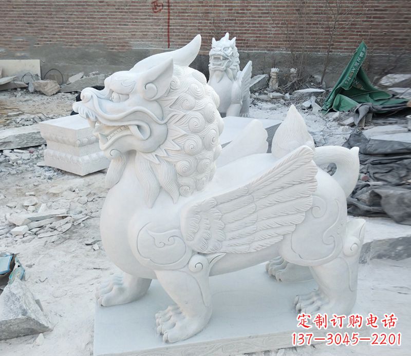 汉白玉獬豸独角兽石雕