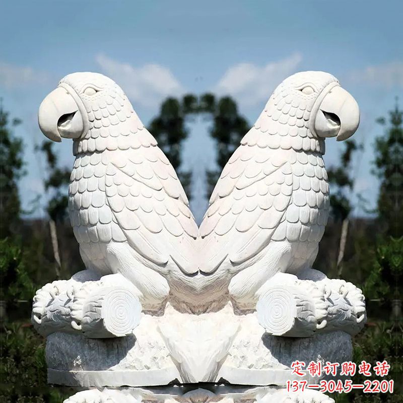 汉白玉鹦鹉石雕