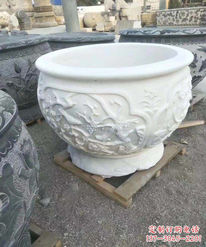汉白玉圆形水缸