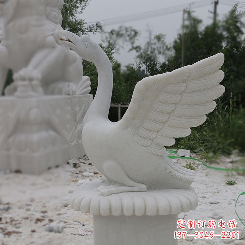 精致优雅的汉白玉天鹅喷水雕塑 精致优雅的汉白玉天鹅喷水雕塑