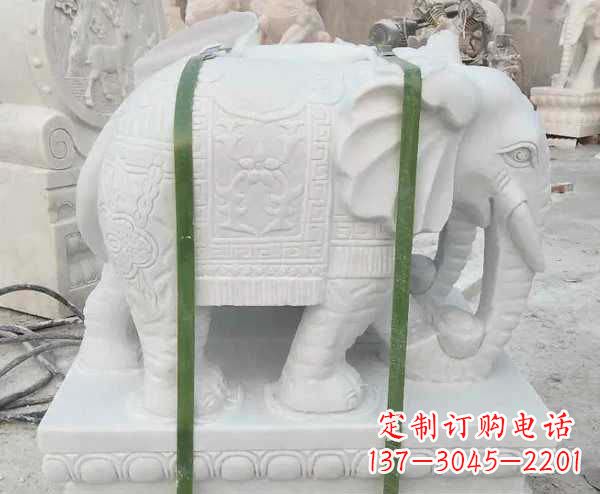 汉白玉招财大象石雕 (2)