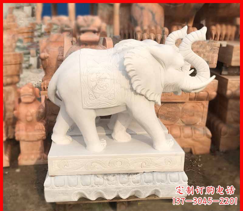 汉白玉招财大象石雕 (4)