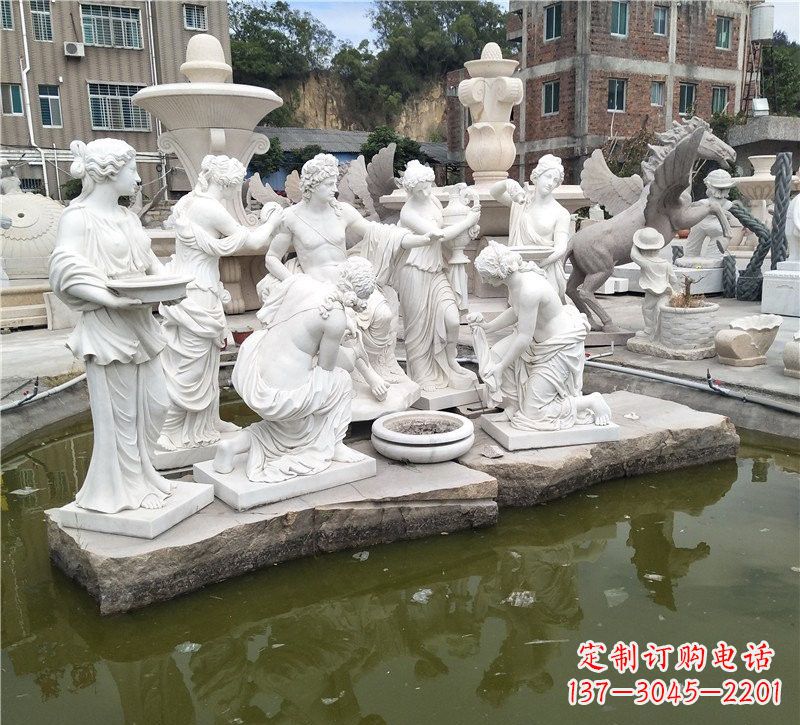汉白玉众宁芙侍奉阿波罗雕塑