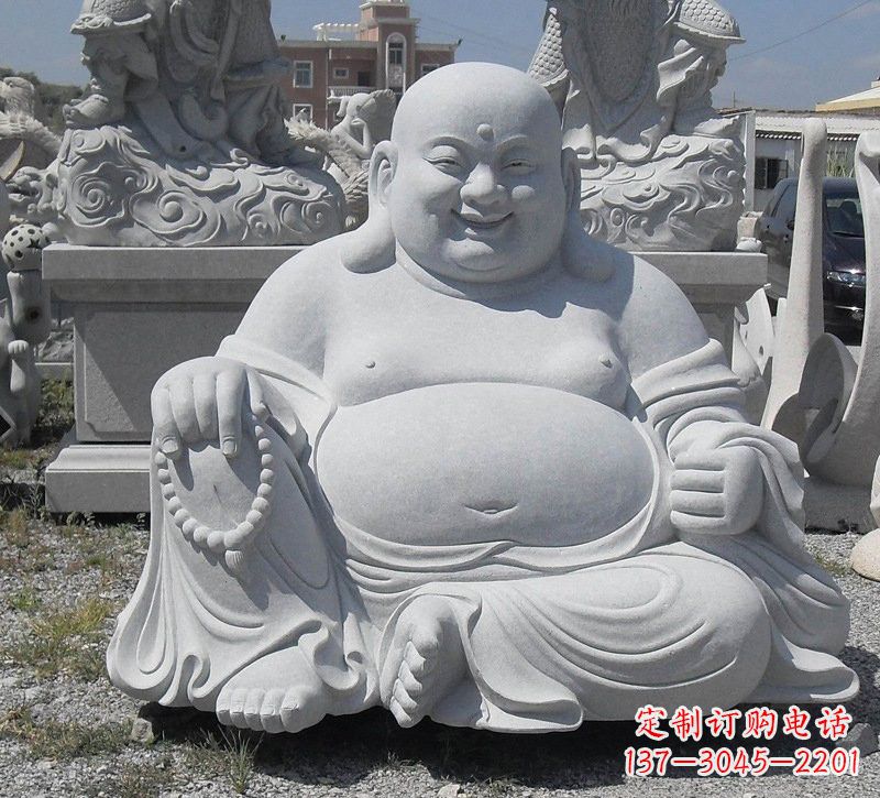 汉白玉坐式弥勒佛雕像
