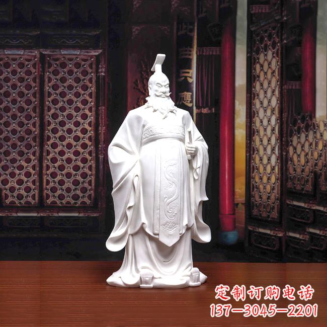 汉武帝刘彻汉白玉石雕像