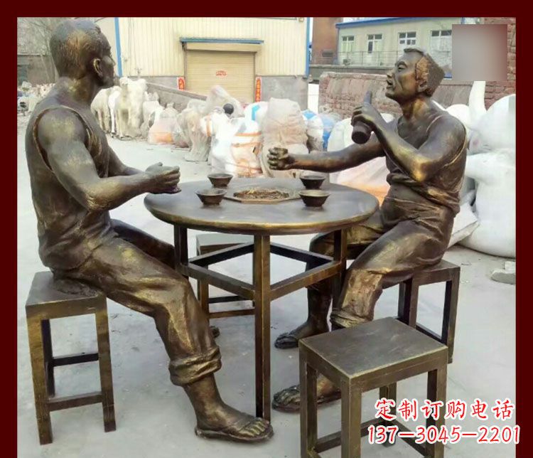 喝酒吃饭的人物铜雕