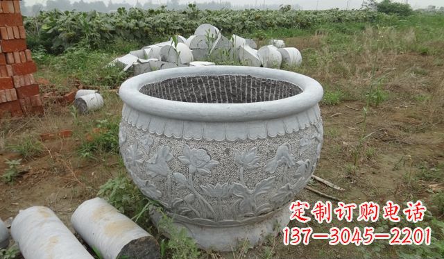荷花花盆公园景观石雕