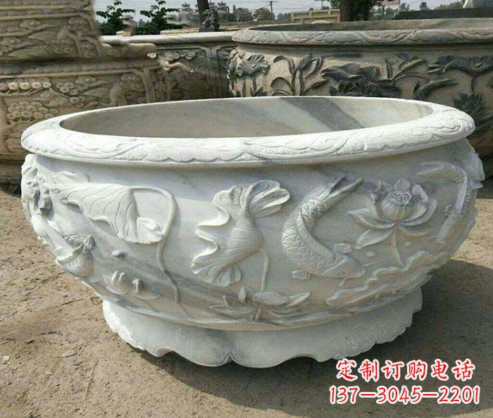荷花雕塑 - 荷花/鲤鱼/浮雕/水缸 荷花雕塑 - 荷花/鲤鱼/浮雕/水缸