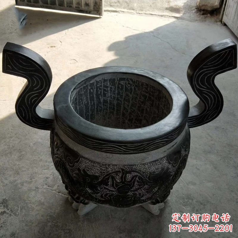 黑色石雕香炉