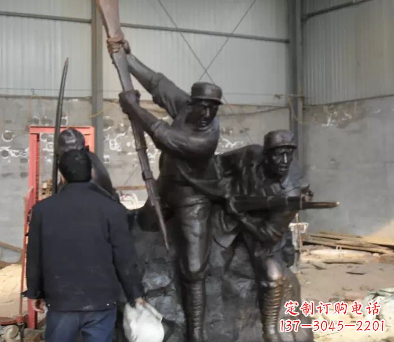 红军冲锋广场人物铜雕