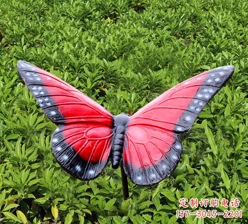 红色玻璃钢树脂仿真蝴蝶插件
