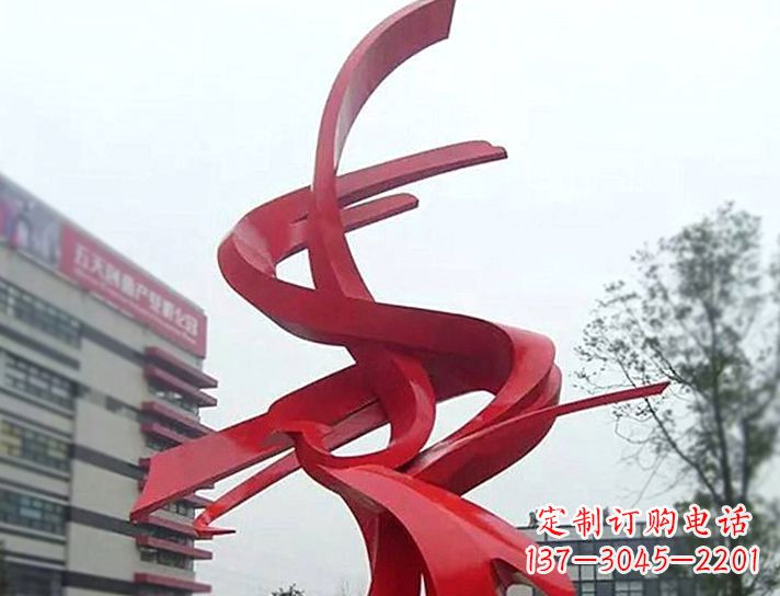 红色不-锈-钢-雕-塑- 红色不锈钢雕塑