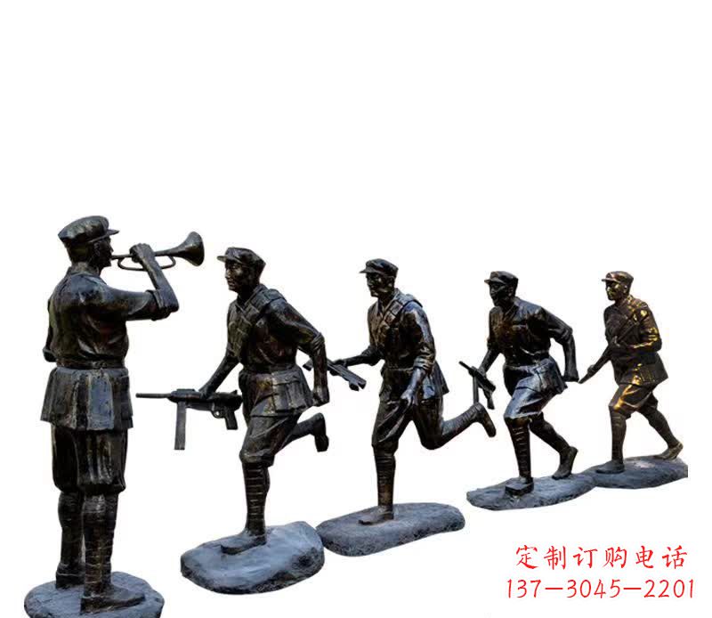 红色文化主题红军铜雕塑