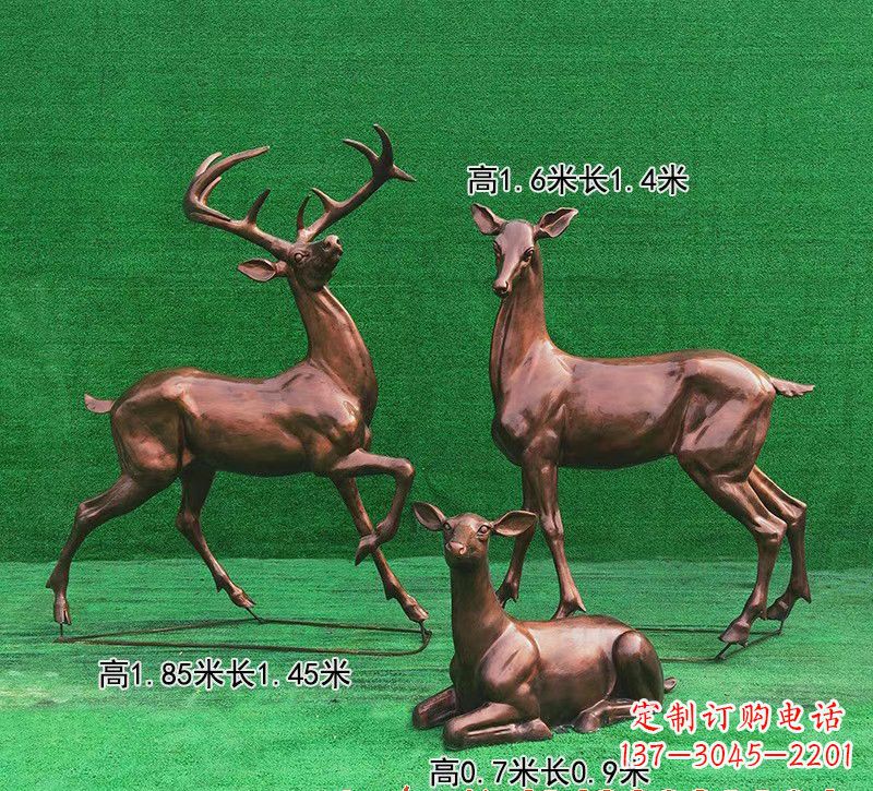 红铜鹿雕塑